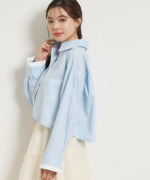 Couture Brooch / クチュールブローチ シャツ・ブラウス | 配色ストライプショートシャツ | 詳細9