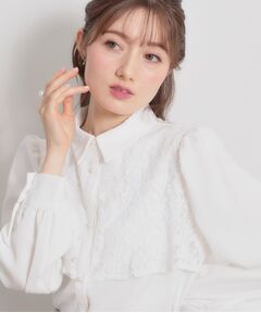 Couture Brooch / クチュールブローチ シャツ・ブラウス | 総レース切り替えパール調ボタンブラウス