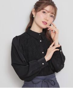 Couture Brooch / クチュールブローチ シャツ・ブラウス | 総レース切り替えパール調ボタンブラウス