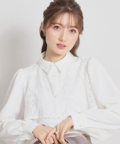 Couture Brooch / クチュールブローチ シャツ・ブラウス | 総レース切り替えパール調ボタンブラウス | 詳細1