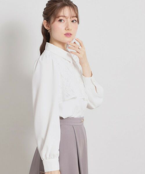 Couture Brooch / クチュールブローチ シャツ・ブラウス | 総レース切り替えパール調ボタンブラウス | 詳細3