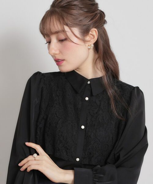 Couture Brooch / クチュールブローチ シャツ・ブラウス | 総レース切り替えパール調ボタンブラウス | 詳細8