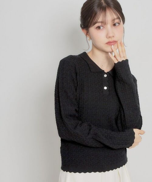 Couture Brooch / クチュールブローチ ニット・セーター | 【洗える着映え】ビジュー釦ポロニット | 詳細28