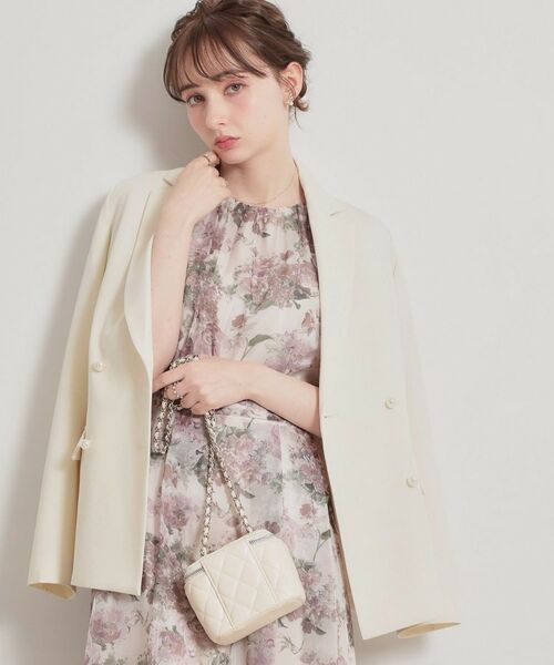 Couture Brooch / クチュールブローチ テーラードジャケット | 【洗える・ハレの日・通勤】パール調ボタン テーラードジャケット（ライトベージュ(851)）