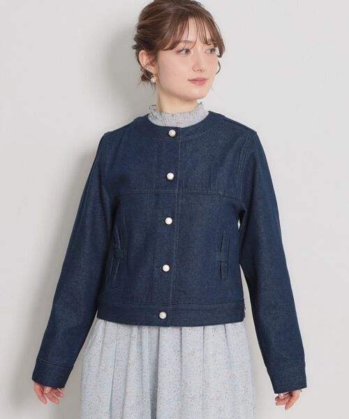 Couture Brooch / クチュールブローチ Gジャン・デニムジャケット | 【洗える・綿100％】パール調ボタン デニムジャケット | 詳細27