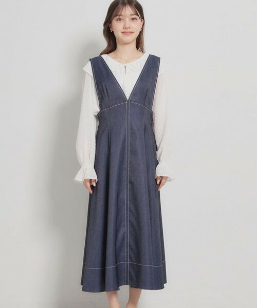 Couture Brooch / クチュールブローチ ロング・マキシ丈ワンピース | 【洗える】デニムライク細リボンジャンスカ | 詳細30