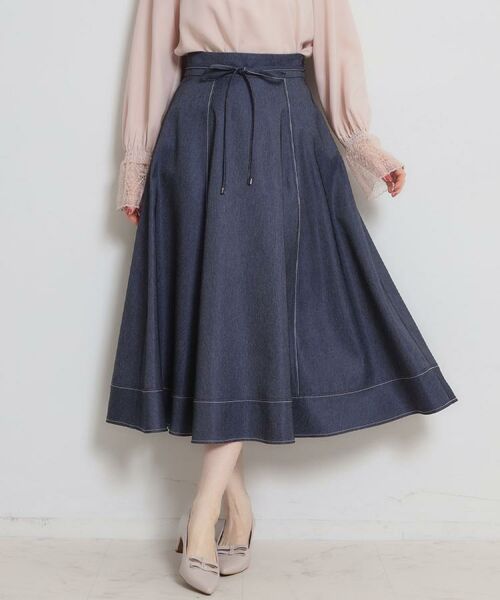 Couture Brooch / クチュールブローチ ロング・マキシ丈スカート | 【洗える】デニムライク細リボンスカート | 詳細24