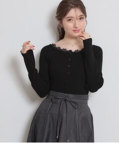 Couture Brooch / クチュールブローチ カーディガン・ボレロ | 前後2WAY衿レースカーディガン
