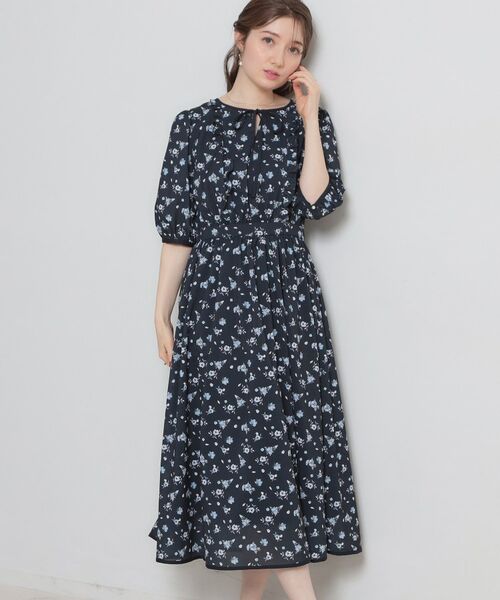 Couture Brooch / クチュールブローチ ロング・マキシ丈ワンピース | 水彩フラワーワンピース（ネイビー(094)）