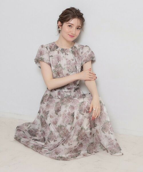 Couture Brooch / クチュールブローチ ロング・マキシ丈ワンピース | オーガンフルールワンピース（ピンクベージュ(153)）