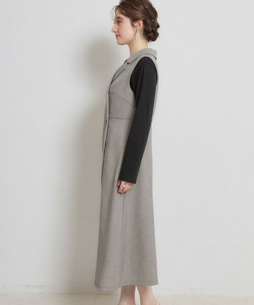 Couture Brooch / クチュールブローチ ロング・マキシ丈ワンピース | 【通勤】リネンライク ジレにもなるジャンスカ | 詳細26