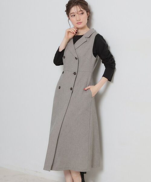 Couture Brooch / クチュールブローチ ロング・マキシ丈ワンピース | リネンライクサマツイワンピース（ベージュ(052)）