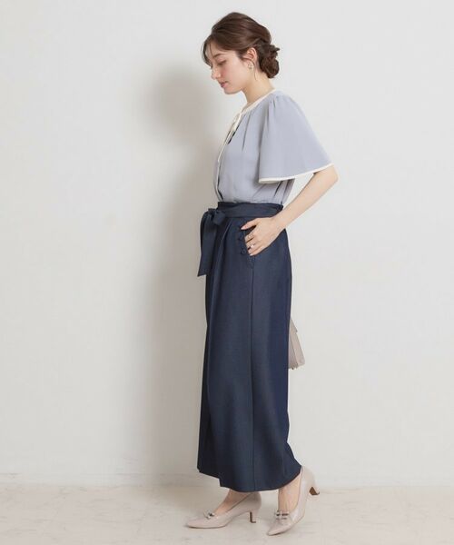 Couture Brooch / クチュールブローチ パンツ | マリン風アソート釦シャンブレーワイドパンツ | 詳細12