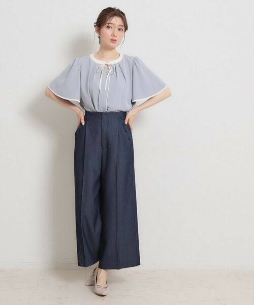 Couture Brooch / クチュールブローチ パンツ | マリン風アソート釦シャンブレーワイドパンツ | 詳細13