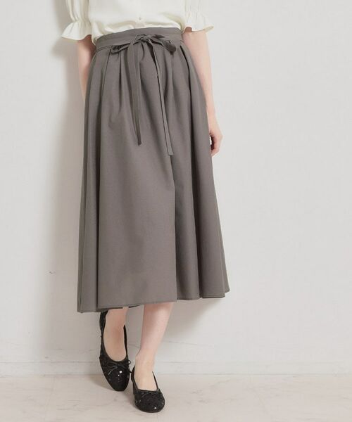 Couture Brooch / クチュールブローチ ロング・マキシ丈スカート | パレットボイル細リボン付きスカート（トープ(054)）