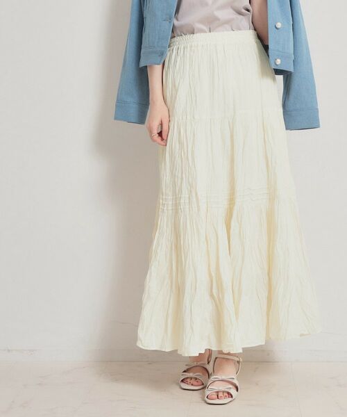 Couture Brooch / クチュールブローチ ロング・マキシ丈スカート | 綿ローンティアードスカート | 詳細8