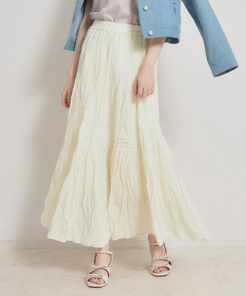 Couture Brooch / クチュールブローチ ロング・マキシ丈スカート | 綿ローンティアードスカート（ホワイト(001)）