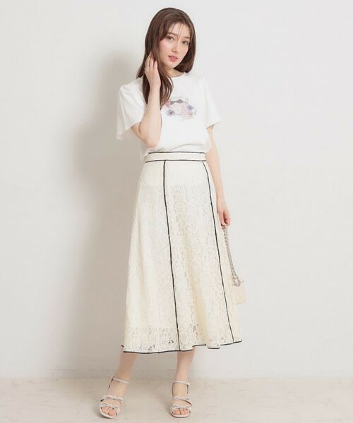 Couture Brooch / クチュールブローチ ロング・マキシ丈スカート | 【洗える】コードフラワーレース スカート | 詳細1