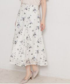 Couture Brooch / クチュールブローチ ロング・マキシ丈スカート | シアーチェックフラワープリント