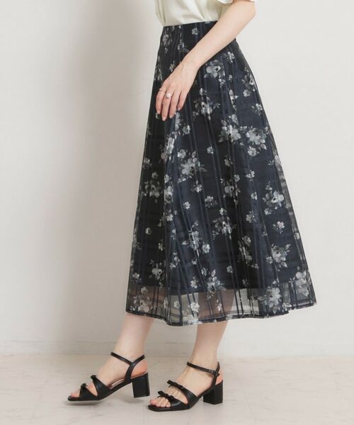 Couture Brooch / クチュールブローチ ロング・マキシ丈スカート | シアーチェックフラワープリント | 詳細16