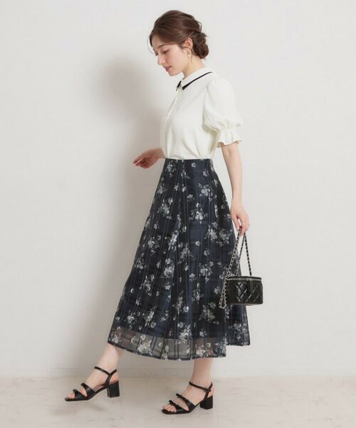 Couture Brooch / クチュールブローチ ロング・マキシ丈スカート | シアーチェックフラワープリント | 詳細19