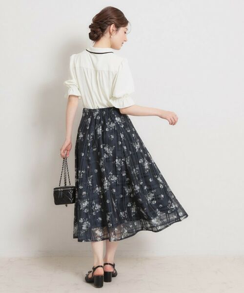 Couture Brooch / クチュールブローチ ロング・マキシ丈スカート | シアーチェックフラワープリント | 詳細20