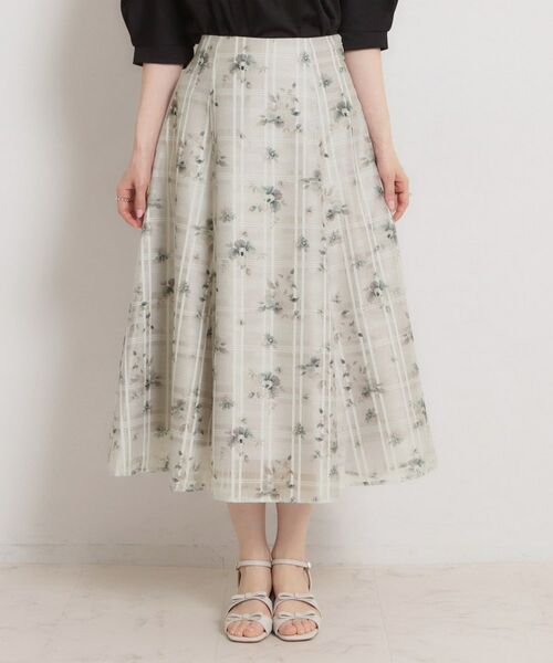 Couture Brooch / クチュールブローチ ロング・マキシ丈スカート | シアーチェックフラワープリント | 詳細22