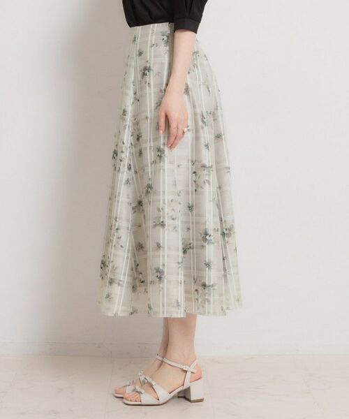 Couture Brooch / クチュールブローチ ロング・マキシ丈スカート | シアーチェックフラワープリント | 詳細23