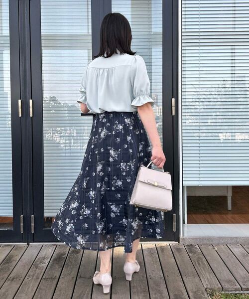 Couture Brooch / クチュールブローチ ロング・マキシ丈スカート | 【洗える・着映え】シアーチェック フラワープリント スカート | 詳細29