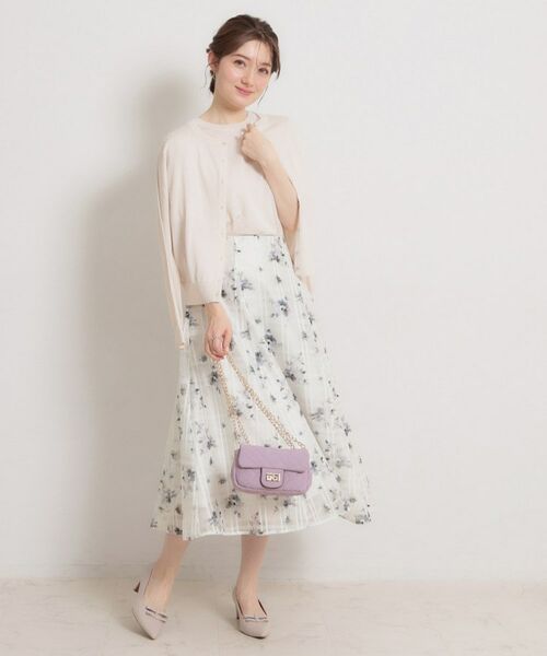 Couture Brooch / クチュールブローチ ロング・マキシ丈スカート | シアーチェックフラワープリント | 詳細4