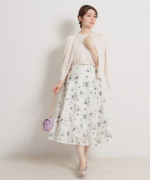 Couture Brooch / クチュールブローチ ロング・マキシ丈スカート | シアーチェックフラワープリント | 詳細5