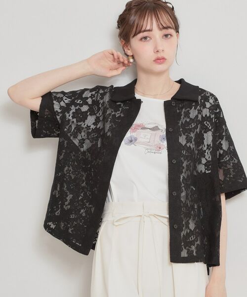 Couture Brooch / クチュールブローチ シャツ・ブラウス | フラワーエンブロイダリーブラウス（ブラック(019)）