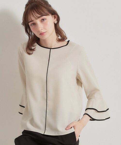 Couture Brooch / クチュールブローチ シャツ・ブラウス | 配色ラッフルブラウス（ライトベージュ(551)）