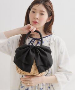 Couture Brooch / クチュールブローチ ハンドバッグ | BIGリボン付きラタンバッグ