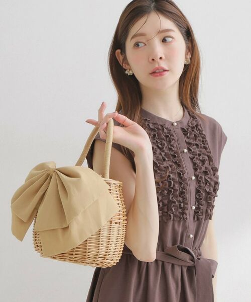 Couture Brooch / クチュールブローチ ハンドバッグ | BIGリボン付きラタンバッグ | 詳細3