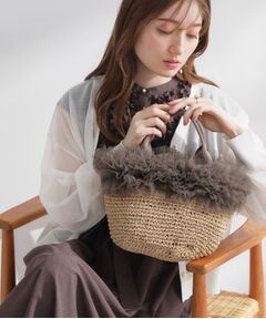 Couture Brooch / クチュールブローチ ハンドバッグ | チュールフリルかごバッグ