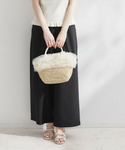 Couture Brooch / クチュールブローチ ハンドバッグ | チュールフリルかごバッグ（アイボリー(004)）