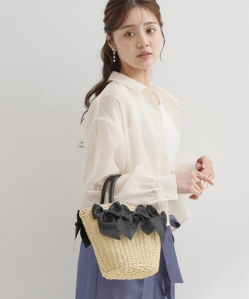 Couture Brooch / クチュールブローチ トートバッグ | グログランリボンモチーフトート（アイボリー(004)）