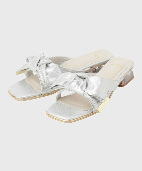 Couture Brooch / クチュールブローチ サンダル | リボンクリアヒールサンダル（シルバー(006)）