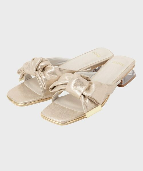 Couture Brooch / クチュールブローチ サンダル | リボンクリアヒールサンダル（ゴールド(007)）
