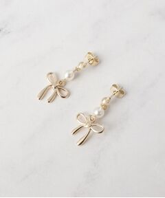 Couture Brooch / クチュールブローチ ピアス・イヤリング | フェイクパール付きリボンモチーフピアス