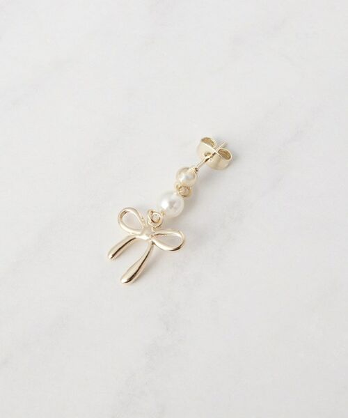 Couture Brooch / クチュールブローチ ピアス・イヤリング | フェイクパール付きリボンモチーフピアス | 詳細2