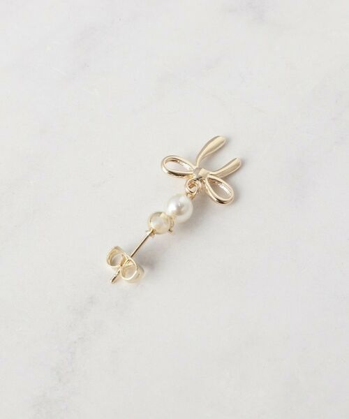 Couture Brooch / クチュールブローチ ピアス・イヤリング | フェイクパール付きリボンモチーフピアス | 詳細3