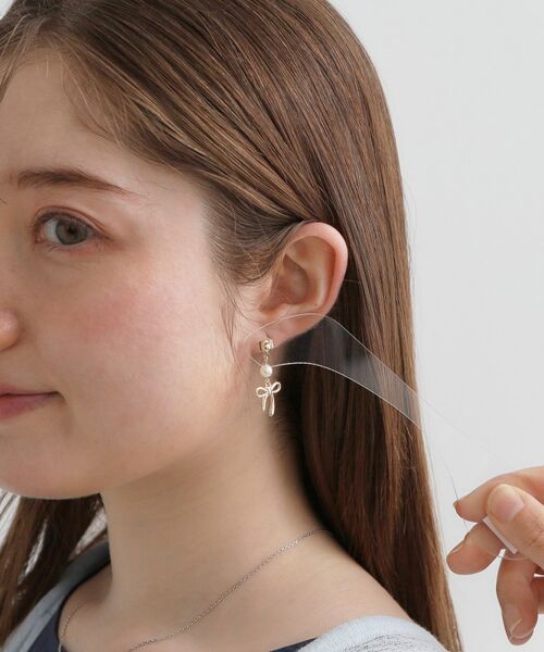 Couture Brooch / クチュールブローチ ピアス・イヤリング | フェイクパール付きリボンモチーフピアス | 詳細5