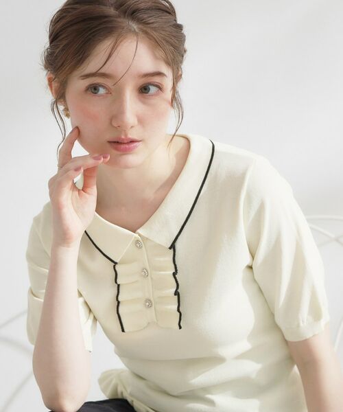 Couture Brooch / クチュールブローチ ニット・セーター | フリルポロ衿ニット | 詳細1