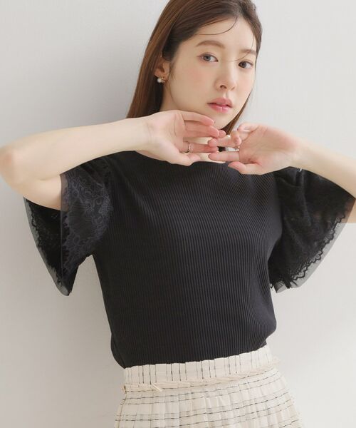 Couture Brooch / クチュールブローチ カットソー | テレコレーストップス（ブラック(019)）