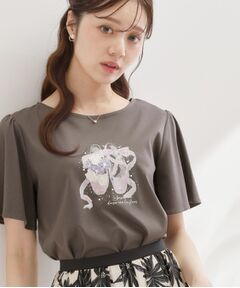 Couture Brooch / クチュールブローチ Tシャツ | 【接触冷感・UVカット・洗える】トゥシューズプリントTシャツ