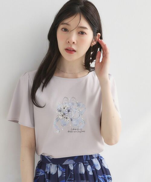 Couture Brooch / クチュールブローチ Tシャツ | トウシューズプリントTシャツ（ライトグレー(011)）