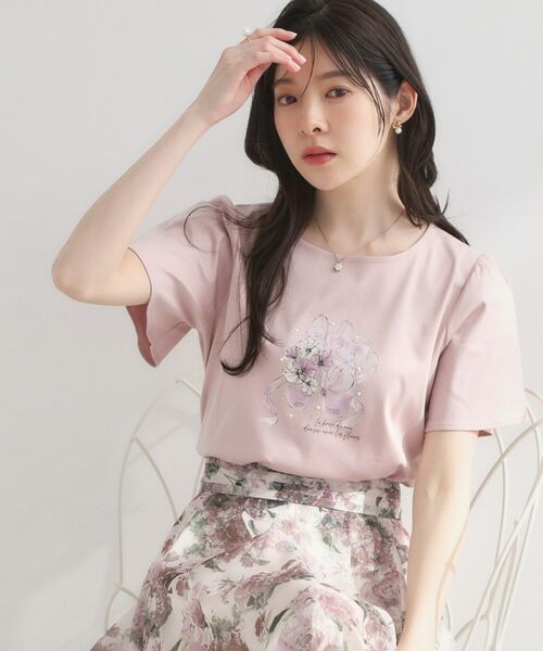 Couture Brooch / クチュールブローチ Tシャツ | トウシューズプリントTシャツ（ピンク(072)）