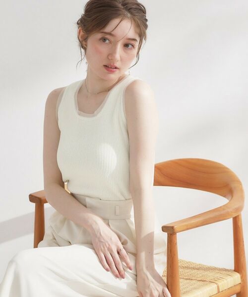 Couture Brooch / クチュールブローチ キャミソール・チューブトップ | チュール付きタンクトップ（オフホワイト(003)）